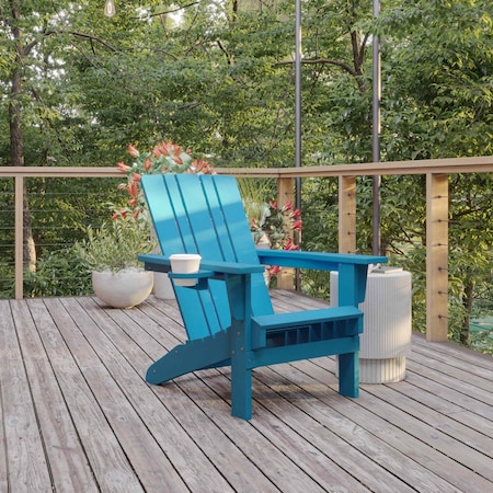Flash Furniture Blue Adirondack Patio Chair with Cupholder LE-HMP-1045-10-BL-GG